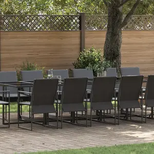vidaXL Ensemble de salle à manger pour jardin 17 pcs Noir Acier pas cher