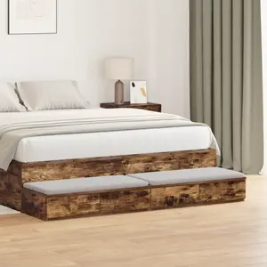 vidaXL Tiroirs de lit Chêne fumé 160x36,5x16,5 cm Bois d'ingénierie pas cher