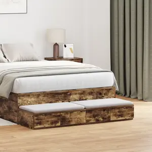 vidaXL Tiroirs de lit avec tiroir Chêne fumé 120 x 36,5 x 16,5 cm pas cher