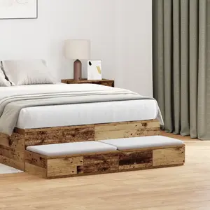 vidaXL Tiroirs de lit avec tiroir Bois ancien 120 x 36,5 x 16,5 cm pas cher