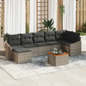 vidaXL Ensemble de canapé de jardin avec coussin 8 pcs Gris polyrotin pas cher