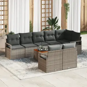vidaXL Ensemble de canapé de jardin avec coussin 9 pcs Gris polyrotin pas cher