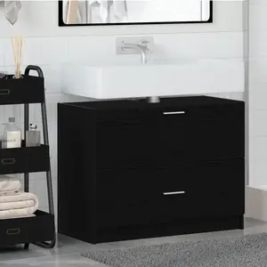 vidaXL Cabinet de salle de bain avec tiroir Chêne noir 78 x 37 x 59 cm pas cher