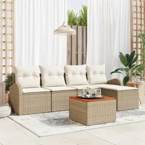 vidaXL Vidaxl Ensemble De Sofa De Jardin 6 Pièces Avec Coussins Beige Rattan Acacia pas cher