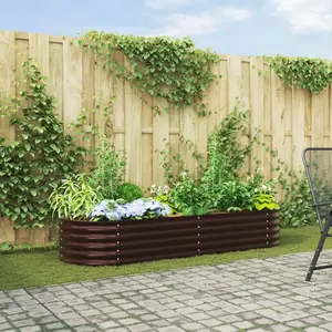 Comparateur de prix : vidaXL Jardinière En Acier Galvanisé Marron Vidaxl 240x80x44 Cm