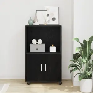 vidaXL Cabinet Roulant Vidaxl Chêne Noir 55x40x91 Cm Bois D'ingénierie pas cher