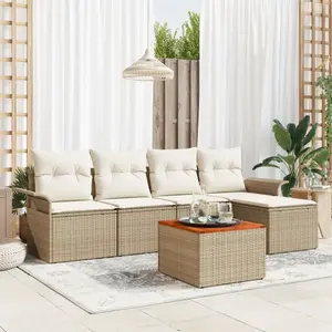 vidaXL Vidaxl Ensemble De Canapés De Jardin 6 Pièces Avec Coussin Beige Poly Rattan Acacia pas cher