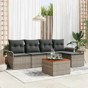 vidaXL Ensemble de canapé de jardin avec coussin 6 pcs Gris polyrotin pas cher