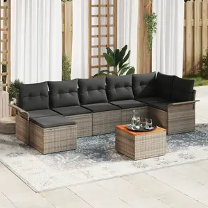 vidaXL Ensemble de canapé de jardin avec coussin 8 pcs Gris polyrotin pas cher