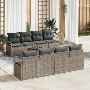 vidaXL Ensemble de canapé de jardin avec coussin 9 pcs Gris polyrotin pas cher