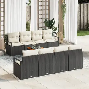 vidaXL Ensemble de canapé de jardin avec coussin 9 pcs Noir polyrotin pas cher