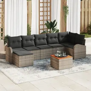 vidaXL Ensemble de canapé de jardin avec coussin 8 pcs Gris polyrotin pas cher