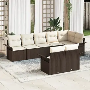 vidaXL Ensemble de canapé de jardin 8 pcs Marron polyrotin pas cher