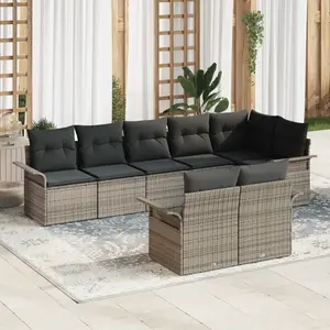 Comparateur de prix : vidaXL Vidaxl Set De Canapé De Jardin 8 Pièces Avec Coussins Gris Poly Rattan