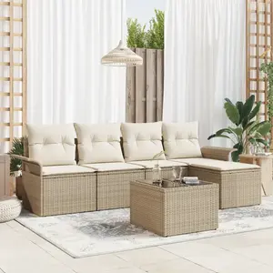 vidaXL Vidaxl Ensemble De Canapés De Jardin 6 Pièces Avec Coussins Marron En Rotin Synthétique pas cher