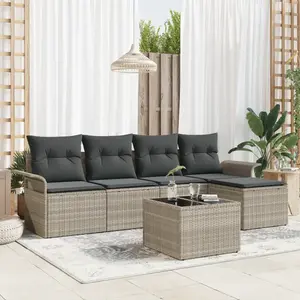 vidaXL Vidaxl Ensemble De Canapé De Jardin De 6 Pièces Avec Coussins Gris Poly Rotin pas cher