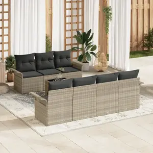 vidaXL Ensemble de canapé de jardin 8 pcs Gris clair polyrotin pas cher