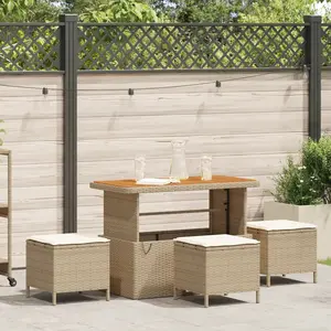 vidaXL Ensemble de salle à manger pour jardin Beige polyrotin pas cher