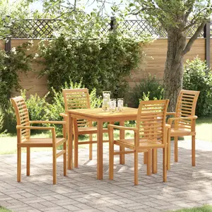 vidaXL Vidaxl Chaise De Jardin Empilable 4 Pcs En Bois Massif De Teck pas cher