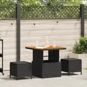 Comparateur de prix : vidaXL Ensemble de salle à manger pour jardin Noir polyrotin