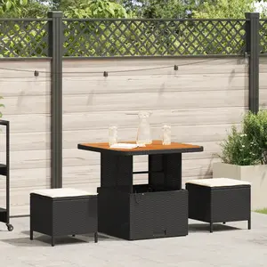 Comparateur de prix : vidaXL Ensemble de salle à manger pour jardin Noir polyrotin