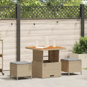 VIDAXL Ensemble De Salle À Manger De Jardin 3 Pièces Avec Coussins Beige En Poly Rattan Et Acacia pas cher