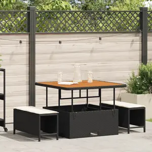 vidaXL Ensemble de salle à manger pour jardin Noir polyrotin pas cher
