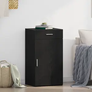 vidaXL Buffet Vidaxl Noir Chêne 30x42,5x93 Cm Bois D'ingénierie pas cher