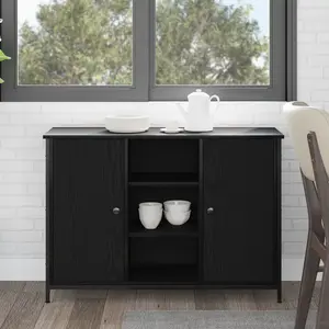 Buffet Bas - vidaXL - Chêne Noir - Moderne - Rangement - Finition Mat pas cher