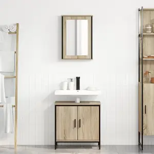 vidaXL Ensemble de mobilier de salle de bain avec étagère 2 pcs Marron pas cher