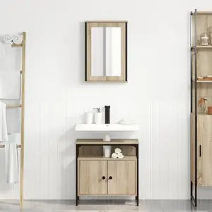 vidaXL Ensemble de mobilier de salle de bain avec étagère 2 pcs Marron pas cher
