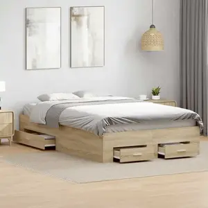 vidaXL Vidaxl Cadre De Lit Chêne Sonoma 140x200 Cm Bois Reconstitué pas cher