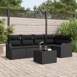 vidaXL Ensemble de canapé de jardin Noir polyrotin pas cher