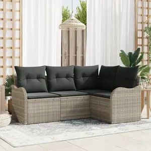 vidaXL Ensemble de canapé de jardin 4 pcs Gris clair polyrotin pas cher