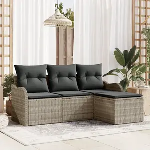 vidaXL Ensemble de canapé de jardin 4 pcs Gris clair Poly rotin pas cher