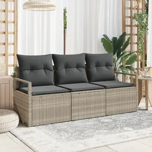 vidaXL - Bankstel - 3 - pcs - Lichtgrijs - poly - rattan pas cher