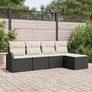 vidaXL - Tuinbank - Set - 5 - pcs - Zwart - poly - rattan pas cher