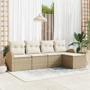 vidaXL Vidaxl Ensemble De Canapés De Jardin 5 Pièces Avec Coussins Beige Poly Rotin pas cher