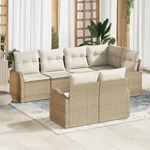 vidaXL Vidaxl Ensemble De Canapés De Jardin De 7 Pièces Avec Coussins Beige En Poly Rotin pas cher