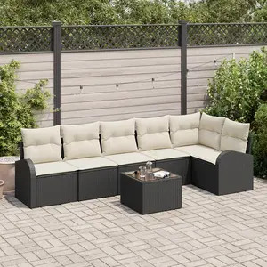 vidaXL Vidaxl Ensemble De Canapés De Jardin 6 Pièces Avec Coussins En Poly Rattan Marron pas cher