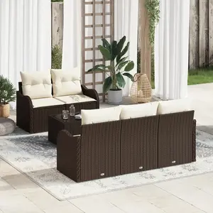 vidaXL Ensemble de canapé de jardin Marron polyrotin pas cher
