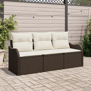 vidaXL Ensemble de canapé de jardin 3 pcs Marron polyrotin pas cher
