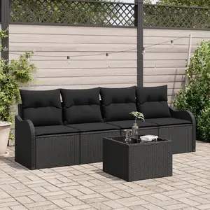 vidaXL Ensemble de canapé de jardin Noir polyrotin pas cher