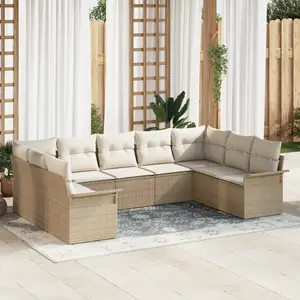 vidaXL Ensemble de canapé de jardin avec coussin Beige polyrotin pas cher