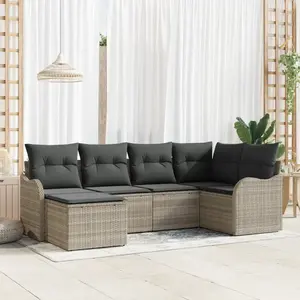 vidaXL Ensemble de canapé de jardin 6 pcs Gris clair Poly rotin pas cher