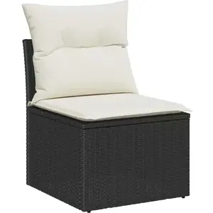 vidaXL Vidaxl Ensemble De Canapé Jardin 3 Pièces Avec Coussins Noir En Poly Rotin pas cher