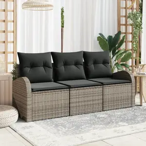 vidaXL Ensemble de canapé de jardin Gris polyrotin pas cher