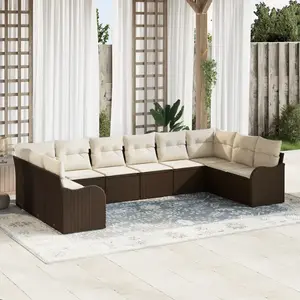 vidaXL Ensemble de canapé de jardin Marron polyrotin pas cher