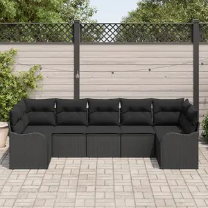 vidaXL Ensemble de canapé de jardin Noir polyrotin pas cher