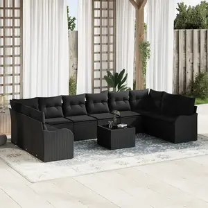 vidaXL Ensemble de canapé de jardin Noir 55 x 55 x 37 cm polyrotin pas cher